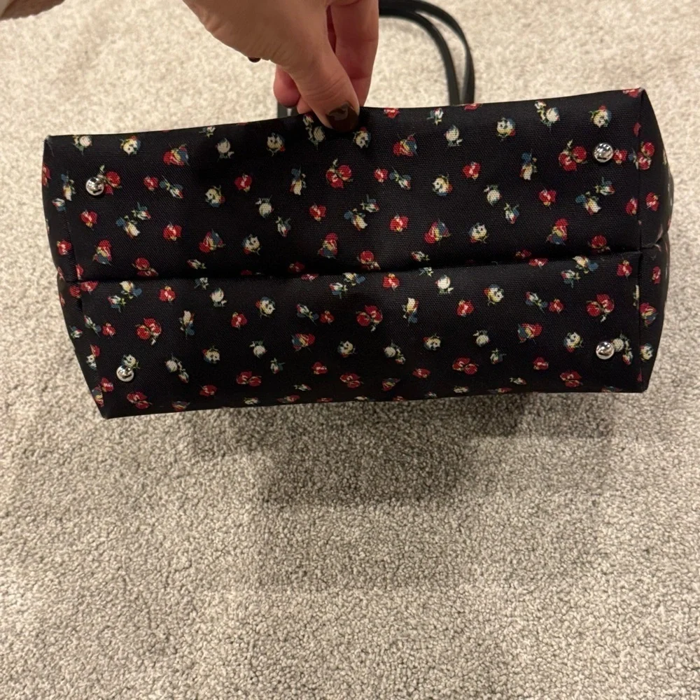 Lauren Ralph Lauren Black Floral Nylon Medium Keaton Tote EUC - Picture 6 of 12